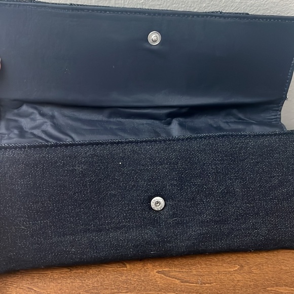 Denim clutch purse with wrist strap - Picture 8 of 8